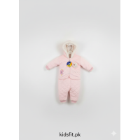 Baby Girls' Pink Quilted Thermal Suit with Faux-Fur Hood Baby Girls' Pink Quilted Thermal Suit with Faux-Fur Hood